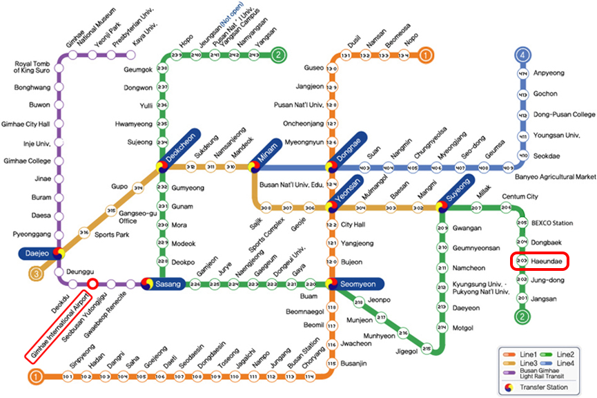 Busan City Subway Route Map